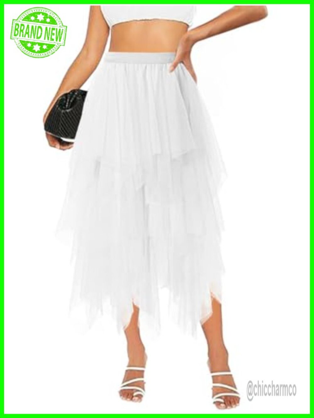 Women's Midi Long Tutu Skirt A-Line Mesh Layered Fairy Trendy High Elastic